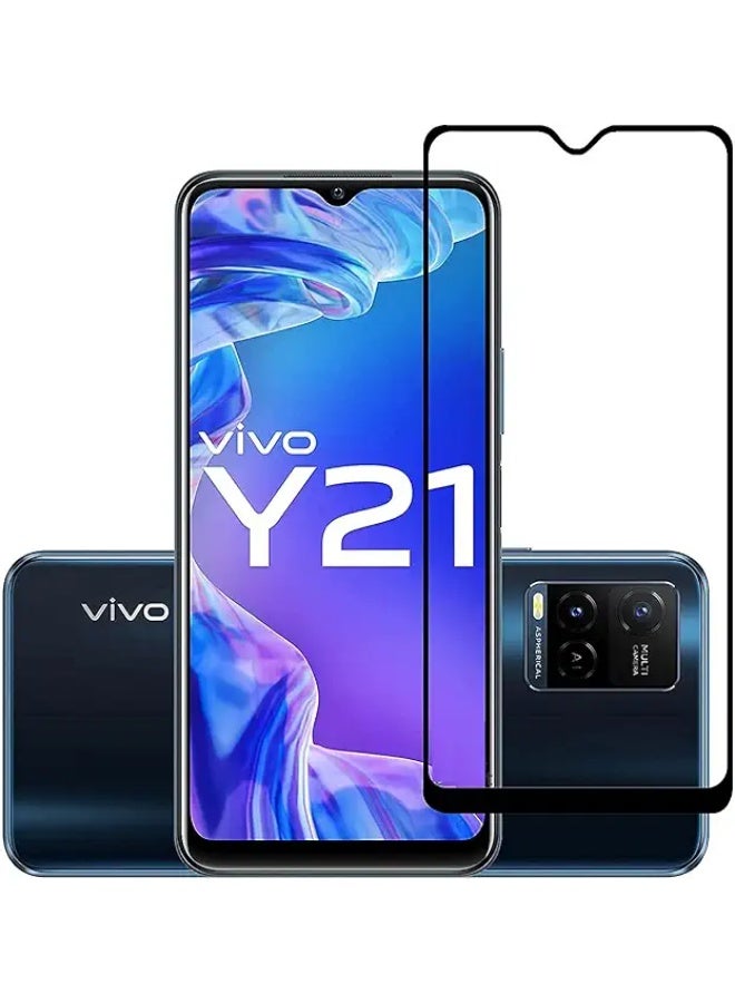 Screen Protector For   Vivo Y21 , 5D Tempered Glass Protector 9H Hardness, Bubble Free, HD Clear Vivo Y21 Screen Protector